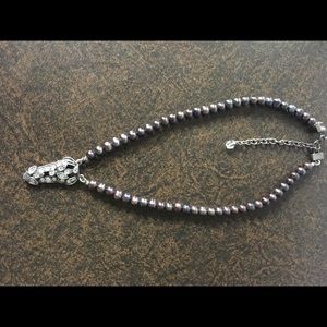 Beaded genuine crystal necklace purple